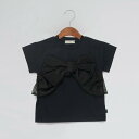 branshes 【b.+A】金子綾/リボンドッキング半袖Tシャツ ブランシェス トップス カットソー・Tシャツ ブラック グレー ホワイト