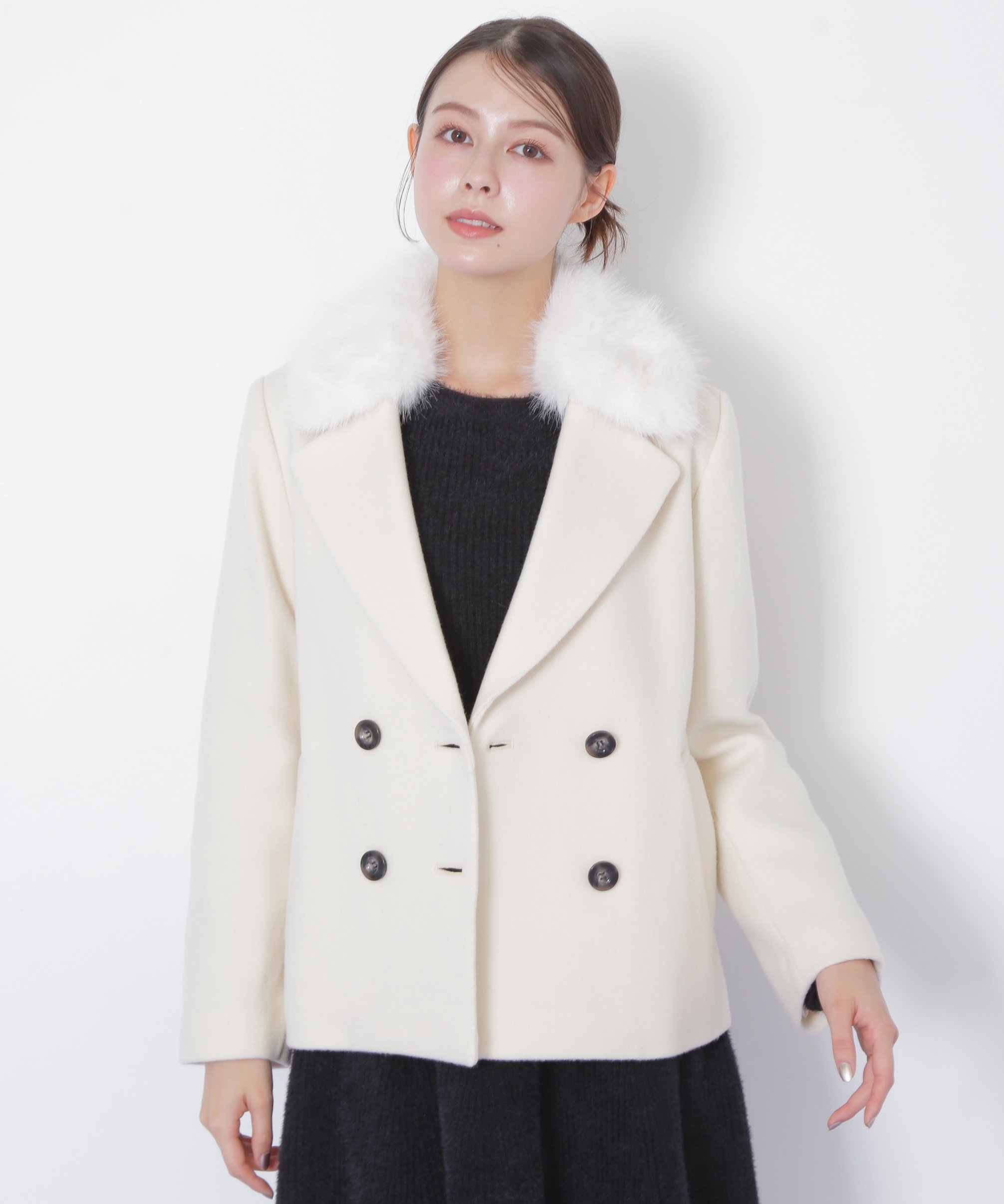 JILL by JILL STUART フェイクファー衿付ジャケット ...(4)