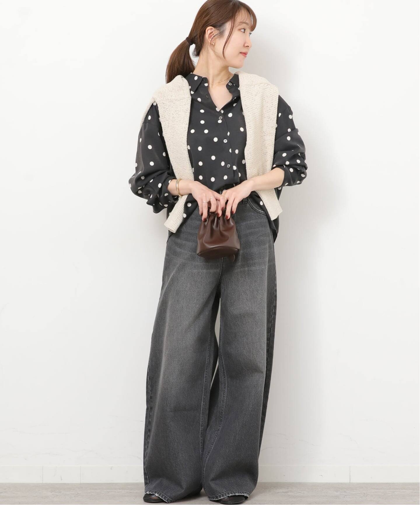 JOURNAL STANDARD relume ランダムドットシャツ ジャーナル スタンダード レリューム トップス シャツ・ブラウス ブラック