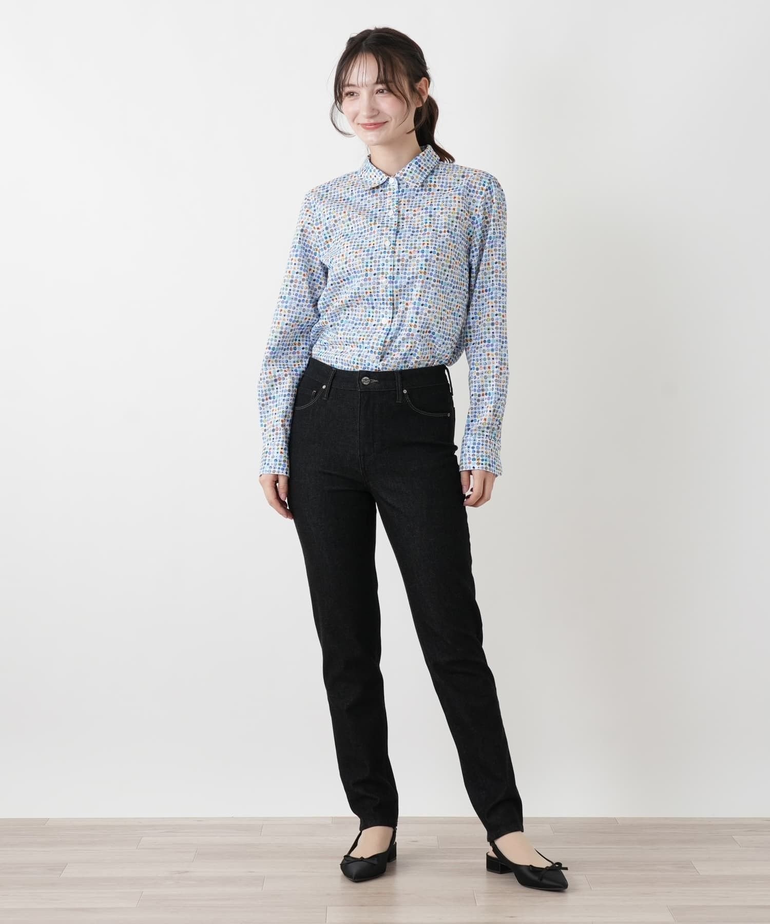 Leilian スキニーデニムパンツ【L JEANS】 レリアン パンツ ジーンズ・デニムパンツ グレー ブラック