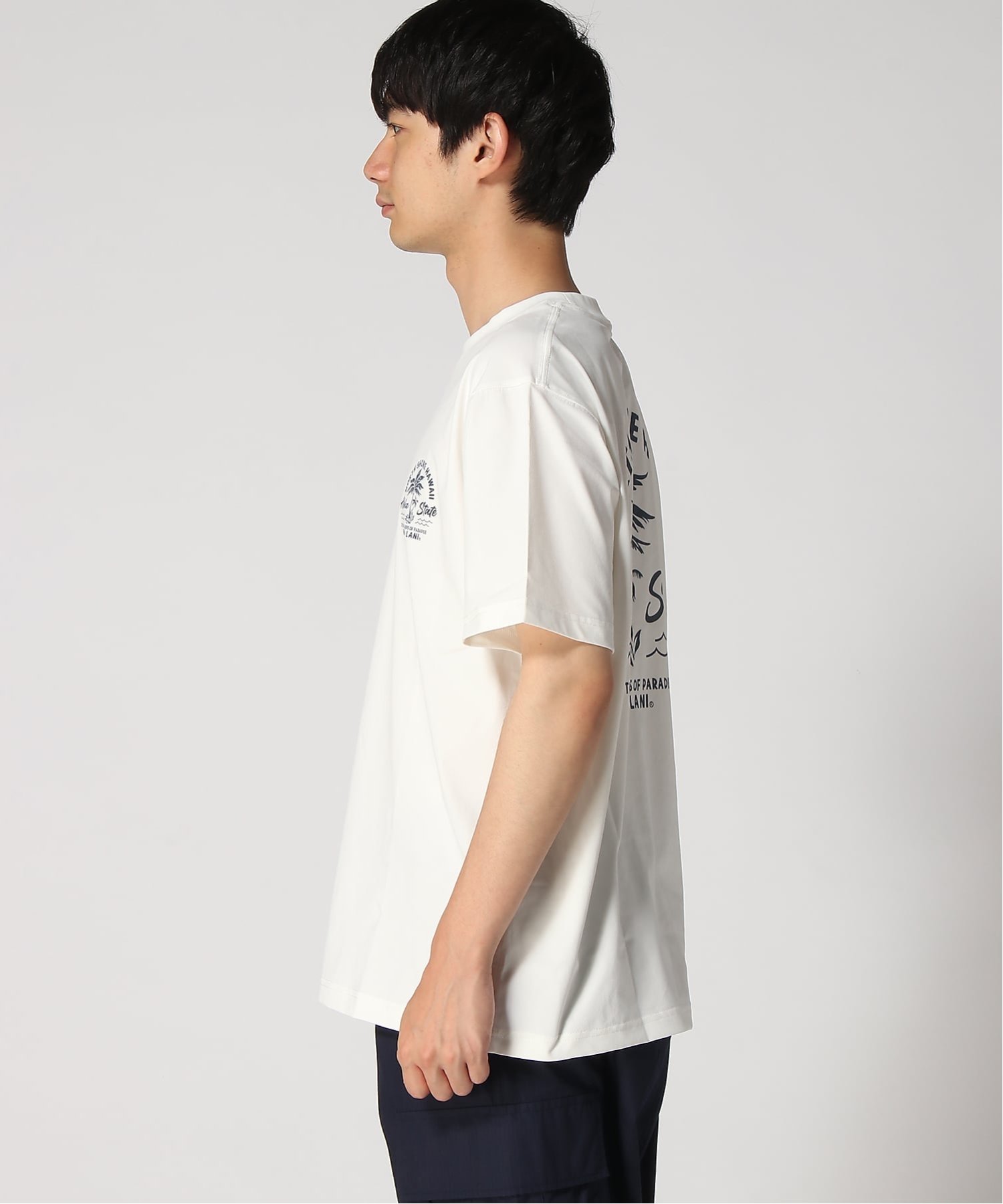 Hula Lani Hawaii Hula Lani Hawaii/(M)DRY天竺プリント S/STEE フララニハワイ トップス カットソー・Tシャツ ホワイト ネイビー