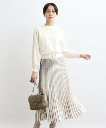 インディヴィ 結婚式ワンピース 【SALE／70%OFF】INDIVI 【洗える/ウエストゴム】フィット&フレア ニットワンピース インディヴィ ワンピース・ドレス その他のワンピース・ドレス ホワイト ピンク パープル ブルー【送料無料】