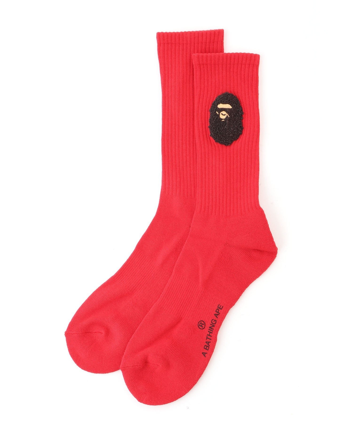 A BATHING APE BALLOON YARN APE HEAD SOCKS ア ベイシング エイプ 靴下・レッグウェア 靴下 レッド ホワイト ブラック ブルー