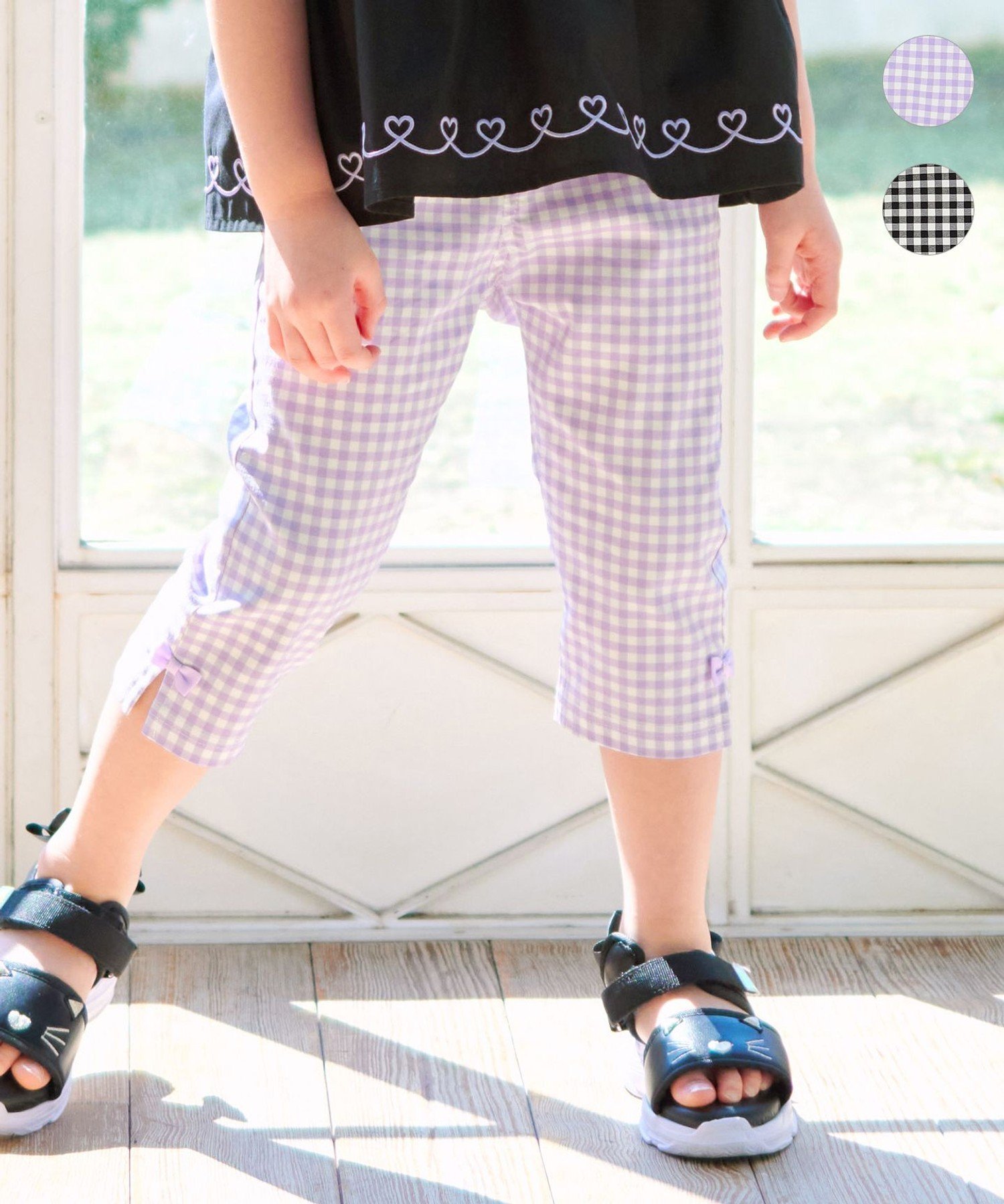 【SALE／30%OFF】ANY KIDS ひんやりクール ギンガムパンツ エニィ パンツ その他のパンツ ブラック パープルのサムネイル