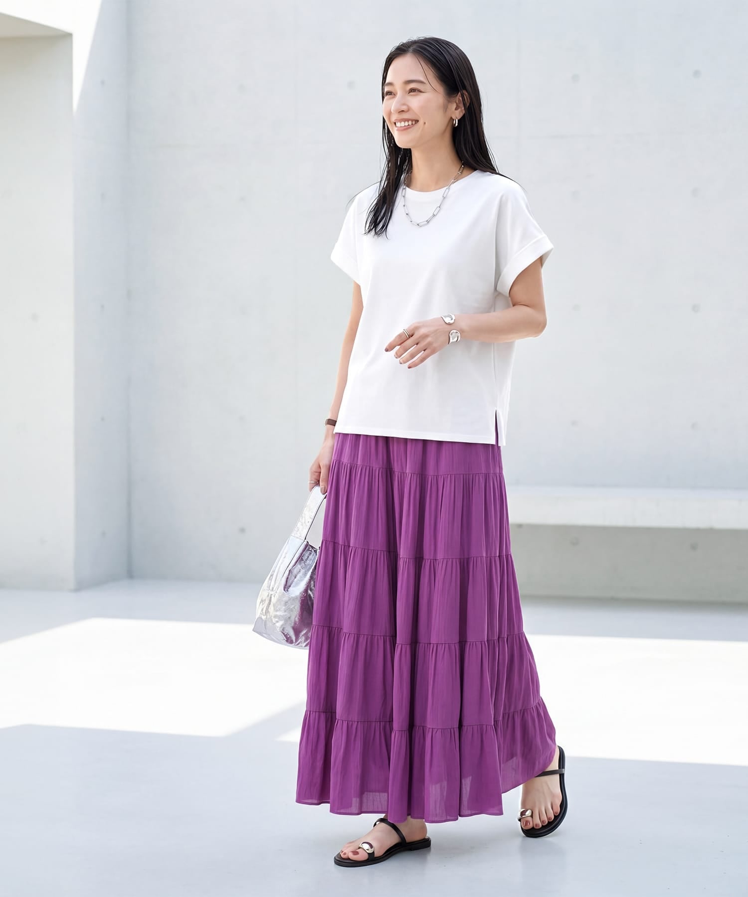 STYLE DELI 【ものづくりJAPAN】ディオラマ袖口折り返しTシャツ スタイルデリ トップス カットソー・Tシャツ ホワイト ブラック