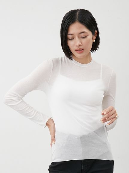 Mila Owen コットン100%クルーネックシアーロンT ミラオーウェン トップス カットソー・Tシャツ ホワイト【送料無料】のサムネイル