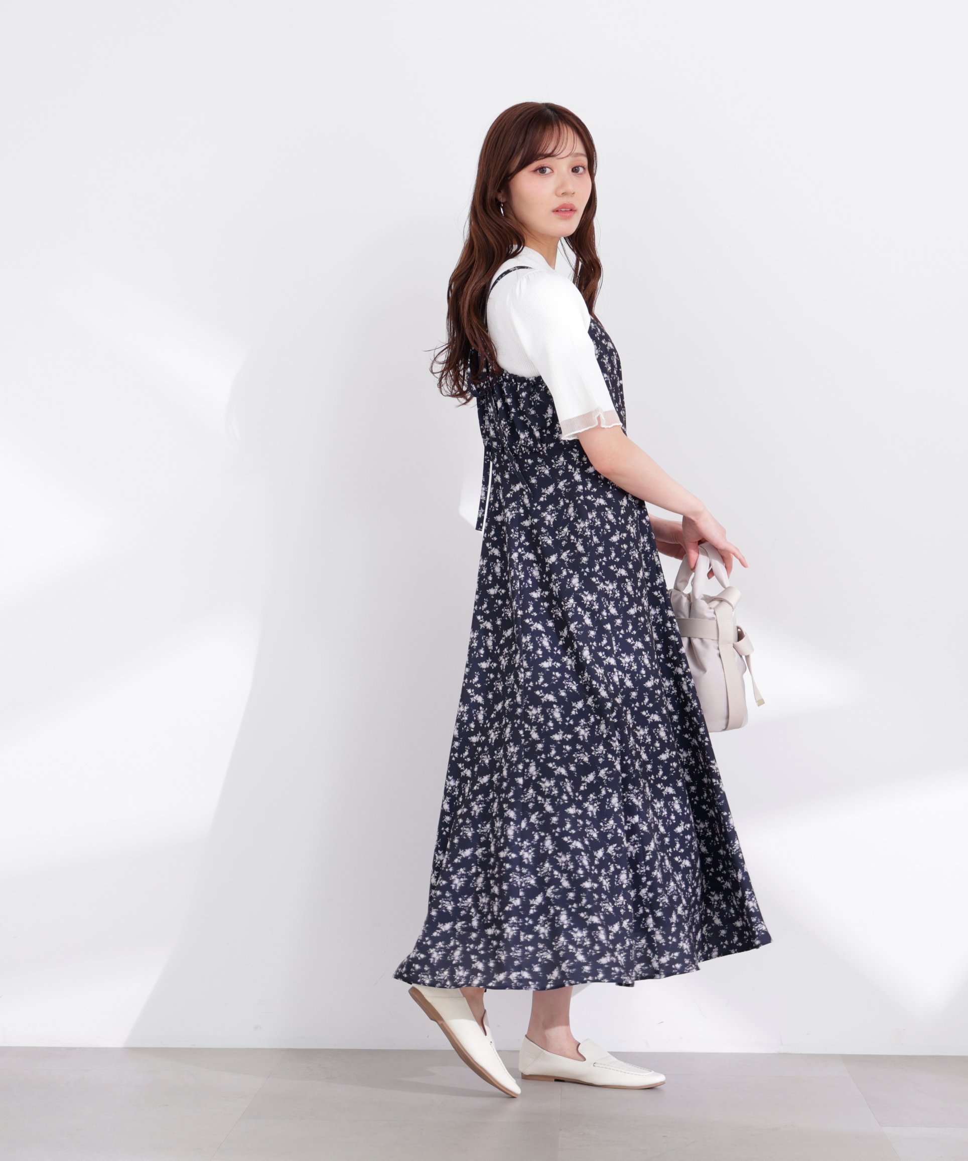 PROPORTION BODY DRESSING 花柄キャミワンピース 26SS プロポーションボディドレッシング ワンピース・ドレス ワンピース ネイビー ベージュ