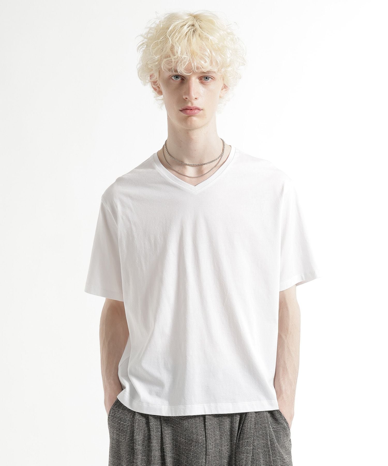 HARE ユルネックVネックカット ハレ トップス カットソー・Tシャツ ホワイト ブラック グレー