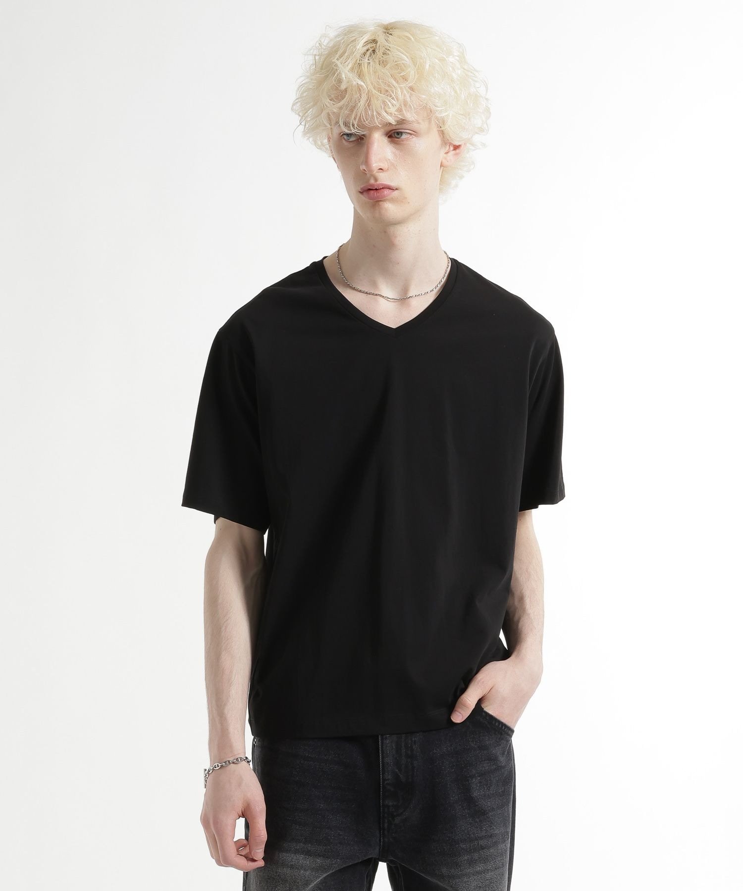 HARE ユルネックVネックカット ハレ トップス カットソー・Tシャツ ホワイト ブラック グレー