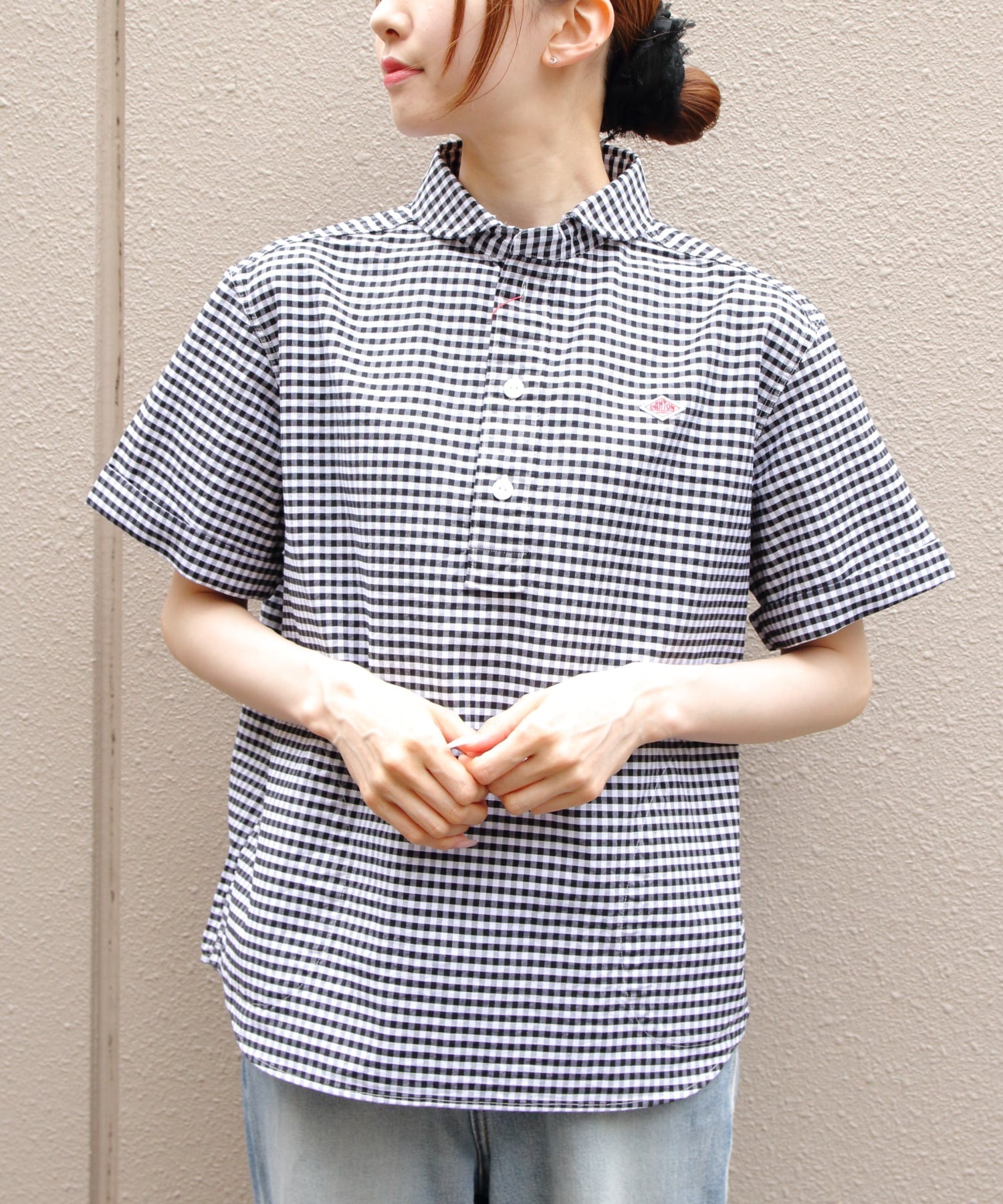 DANTON/(W)DANTON/ROUND COLLAR P.O SHIRT ステップス トップス シャツ・ブラウス ブラック ブルー
