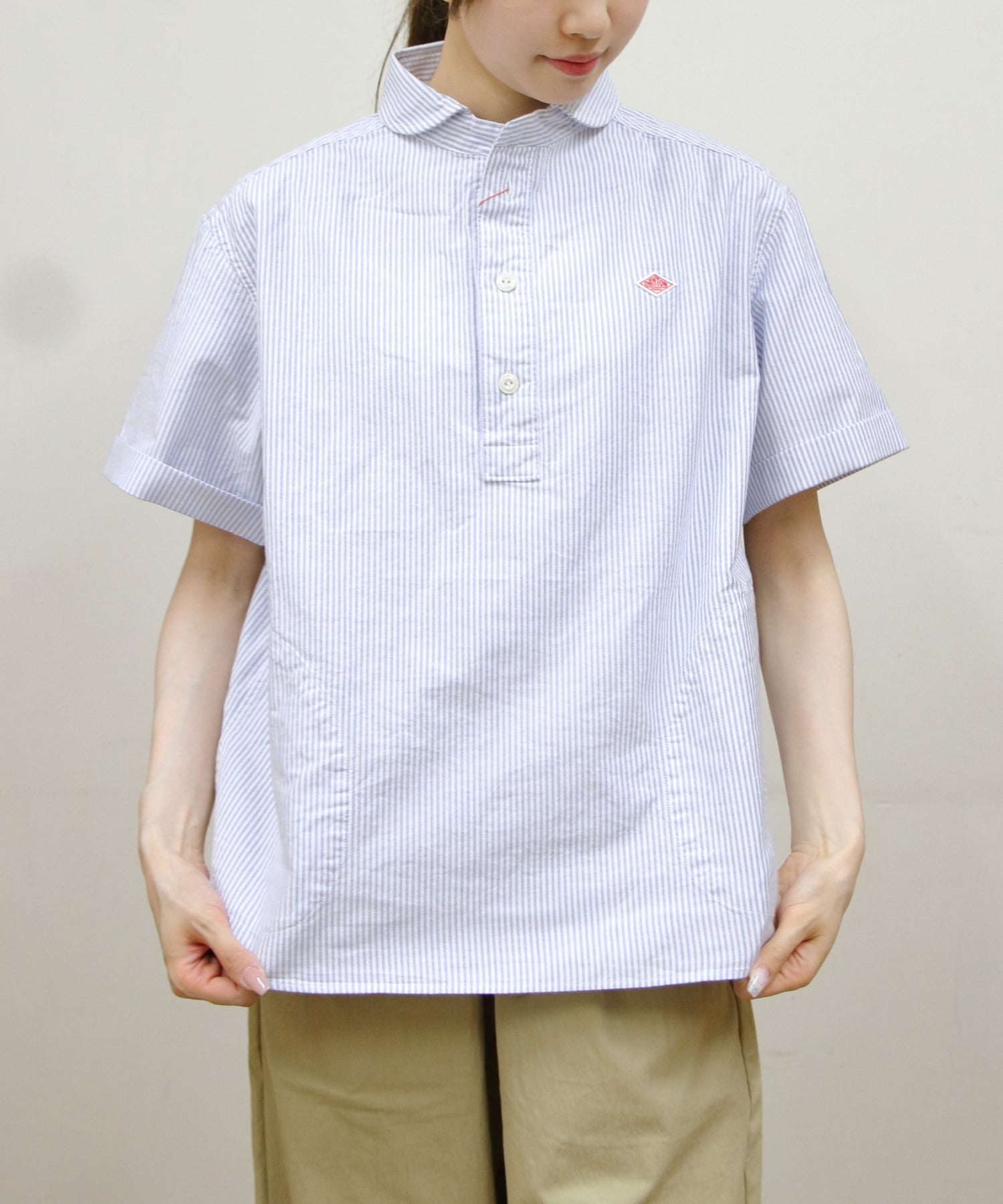DANTON/(W)DANTON/ROUND COLLAR P.O SHIRT ステップス トップス シャツ・ブラウス ブラック ブルー
