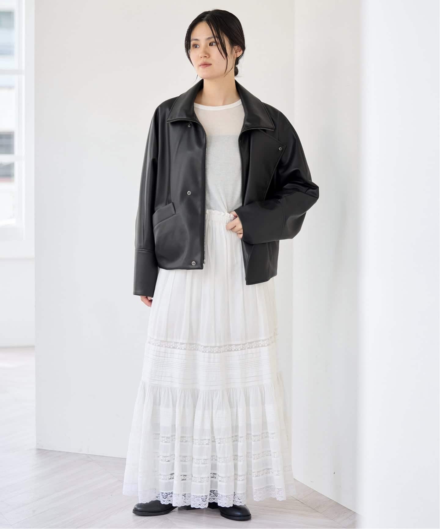 IENA 《予約》VACHEMENT/ヴァシュモン ECO LEATHER BZ ブルゾン VN-13A-409 イエナ ジャケット・アウター ライダースジャケット ブラック