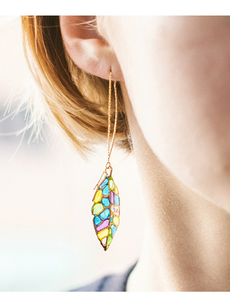 rehacer rehacer:Stained glass Leaf Hook Pierce レアセル アクセサリー・腕時計 ピアス ゴールド シルバー