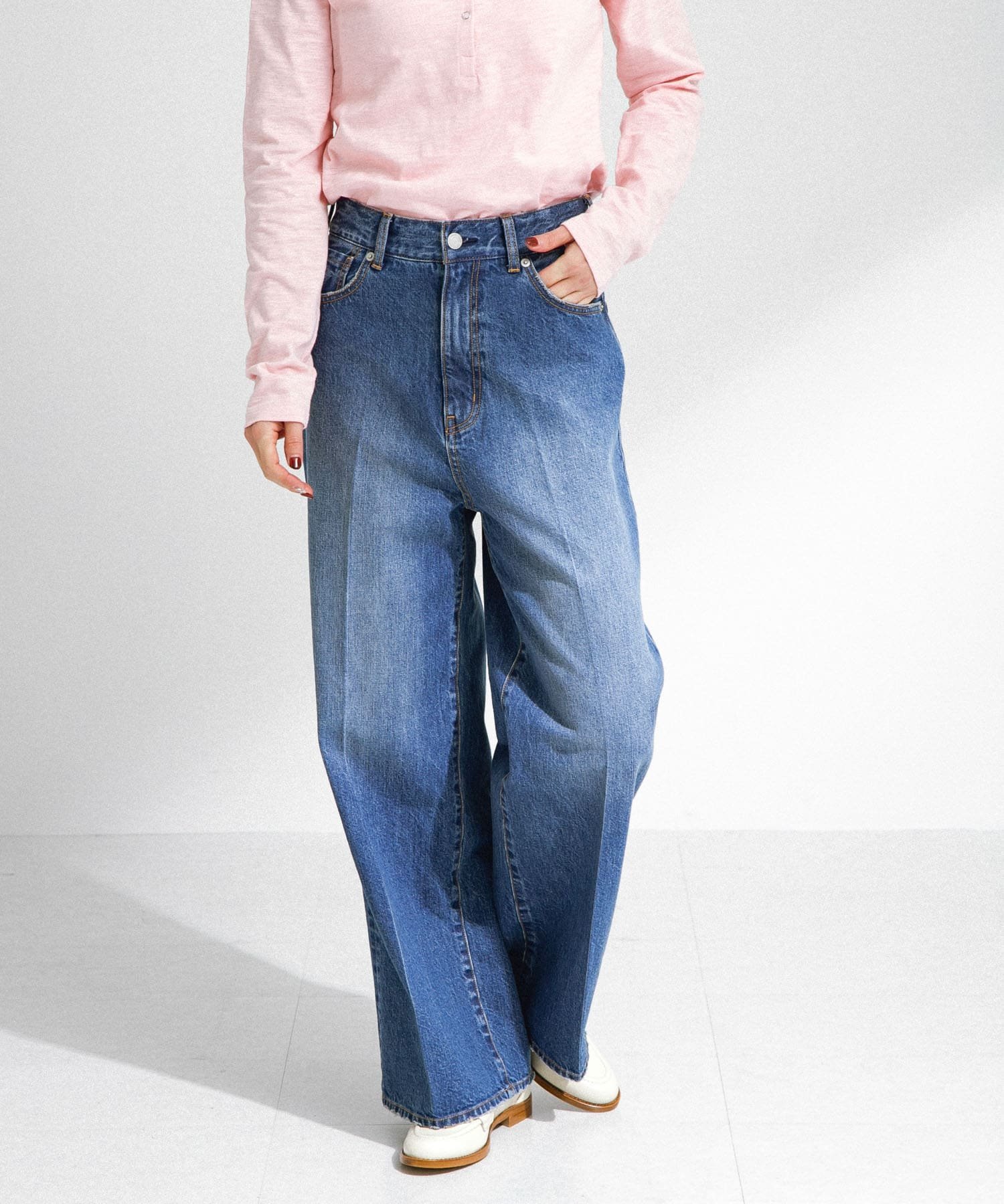 Sonny Label 『34サイズ/低身長向けも展開』センタープレスストレートデニム サニーレーベル パンツ ジーンズ・デニムパンツ ブラック ブルー