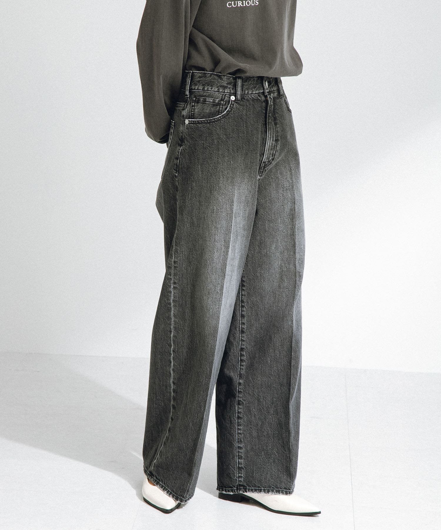Sonny Label 『34サイズ/低身長向けも展開』センタープレスストレートデニム サニーレーベル パンツ ジーンズ・デニムパンツ ブラック ブルー