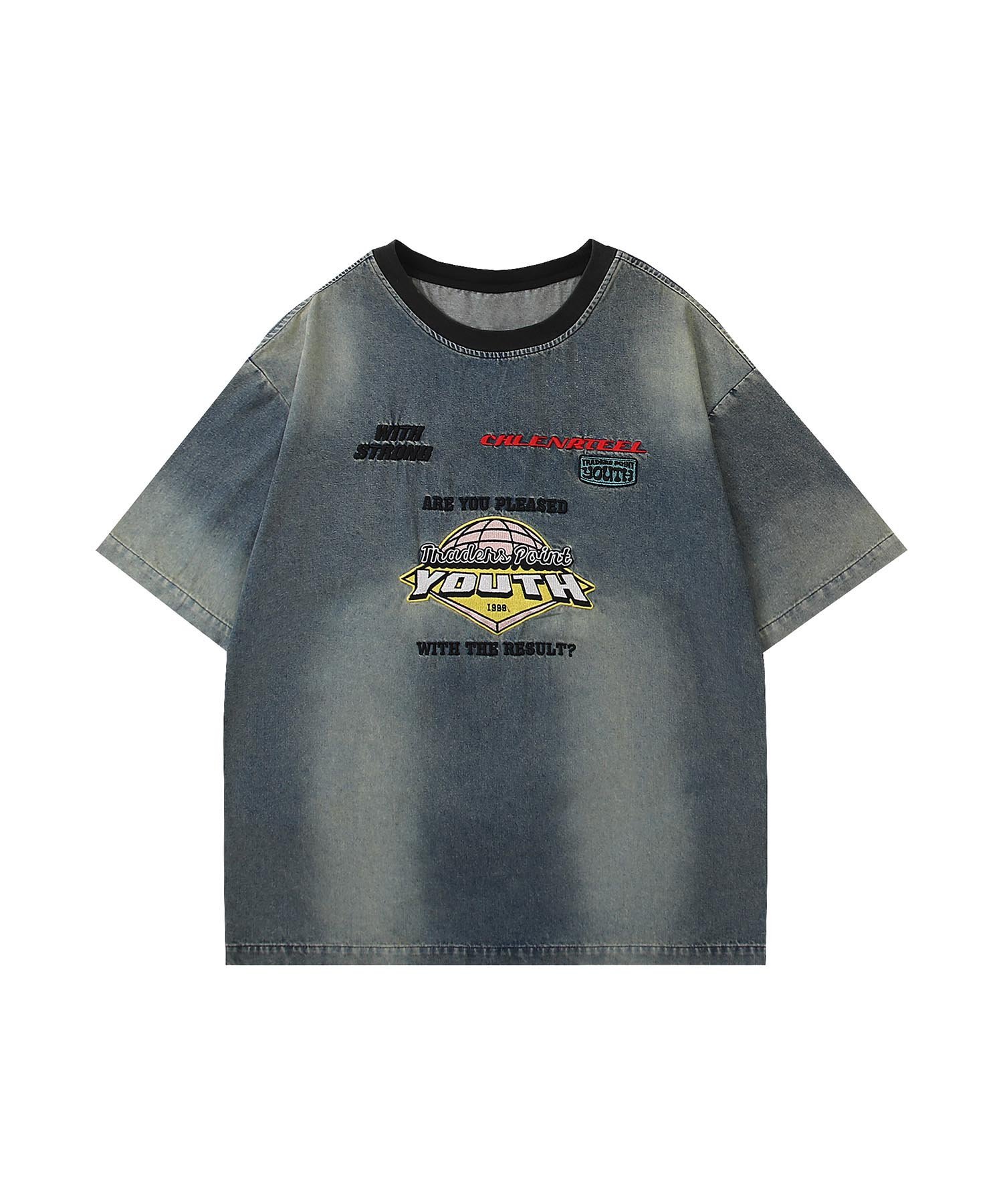 HOOK 【HOOK】ヴィンテージウォッシュロゴTシャツ アイモハ トップス カットソー・Tシャツ ブルー ブラック