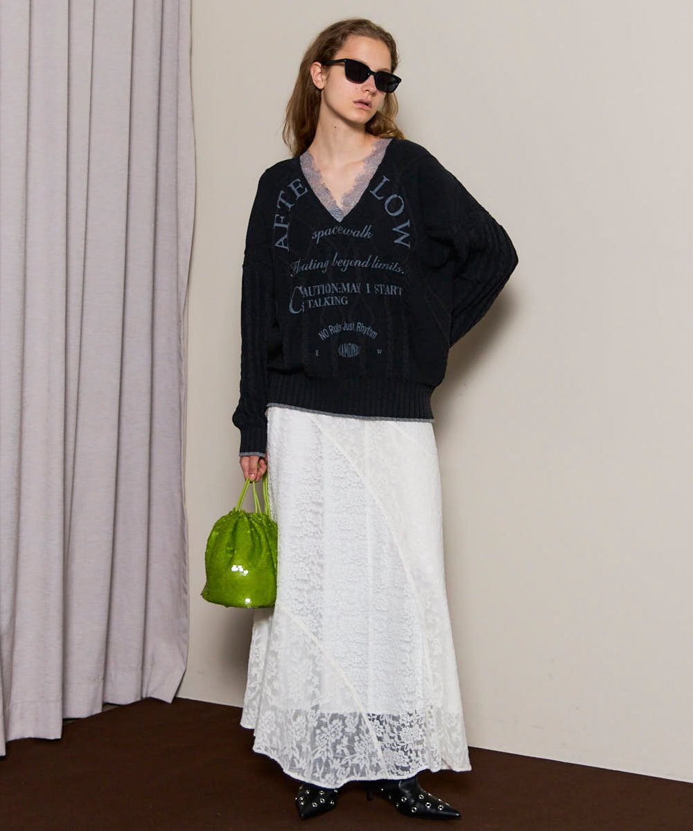 MAISON SPECIAL Random Lace Flare Skirt メゾンスペシャル スカート ロング・マキシスカート ホワイト