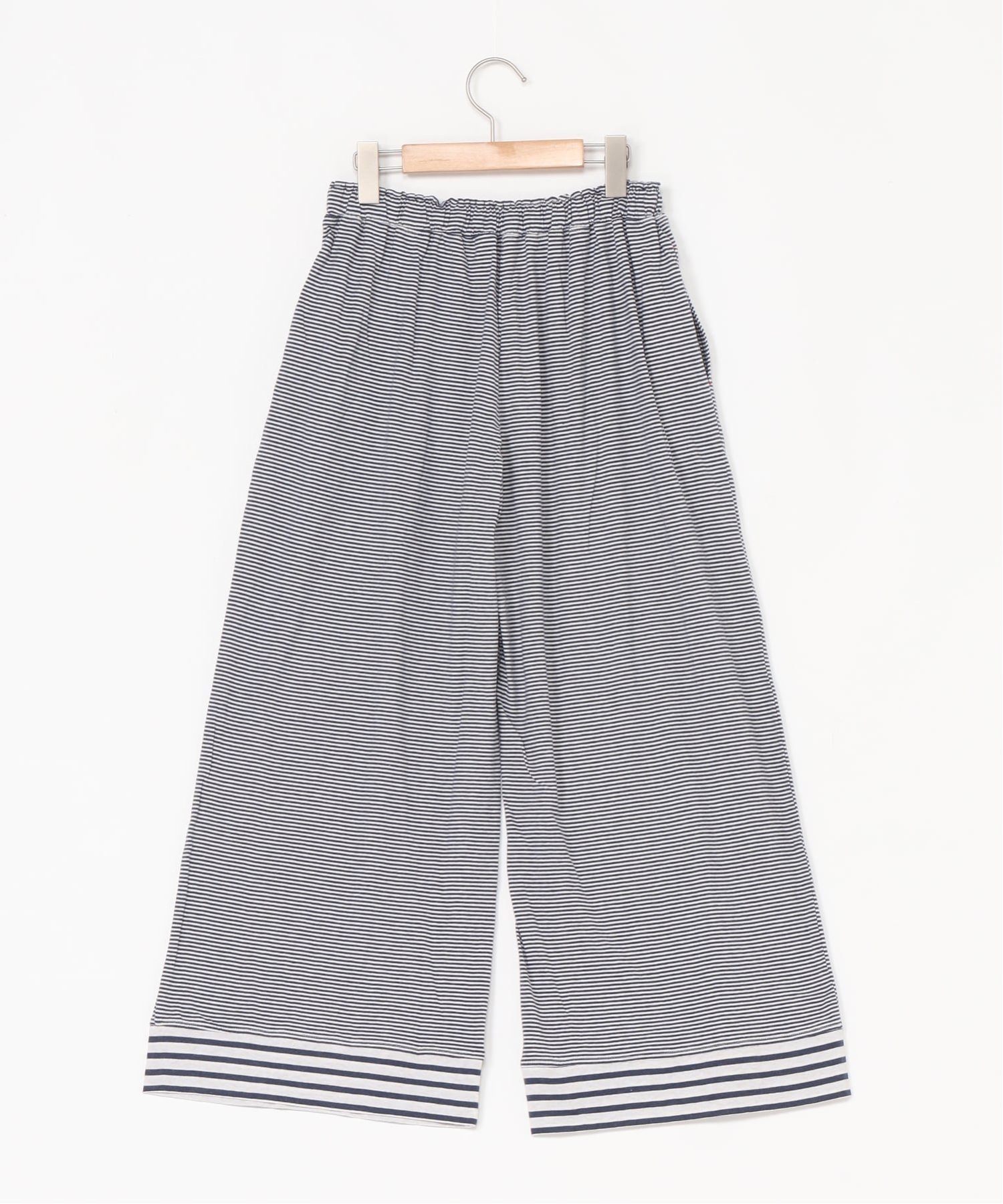 KID BLUE (W)26コンビボーダー天竺 くるぶし丈ボトムス キッドブルー パンツ その他のパンツ ベージュ ネイビー