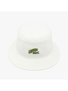 LACOSTE ワニロゴワッペンデザインバケットハット ラコステ 帽子/ヘア小物 ハット ホワイト イエロー【送料無料】