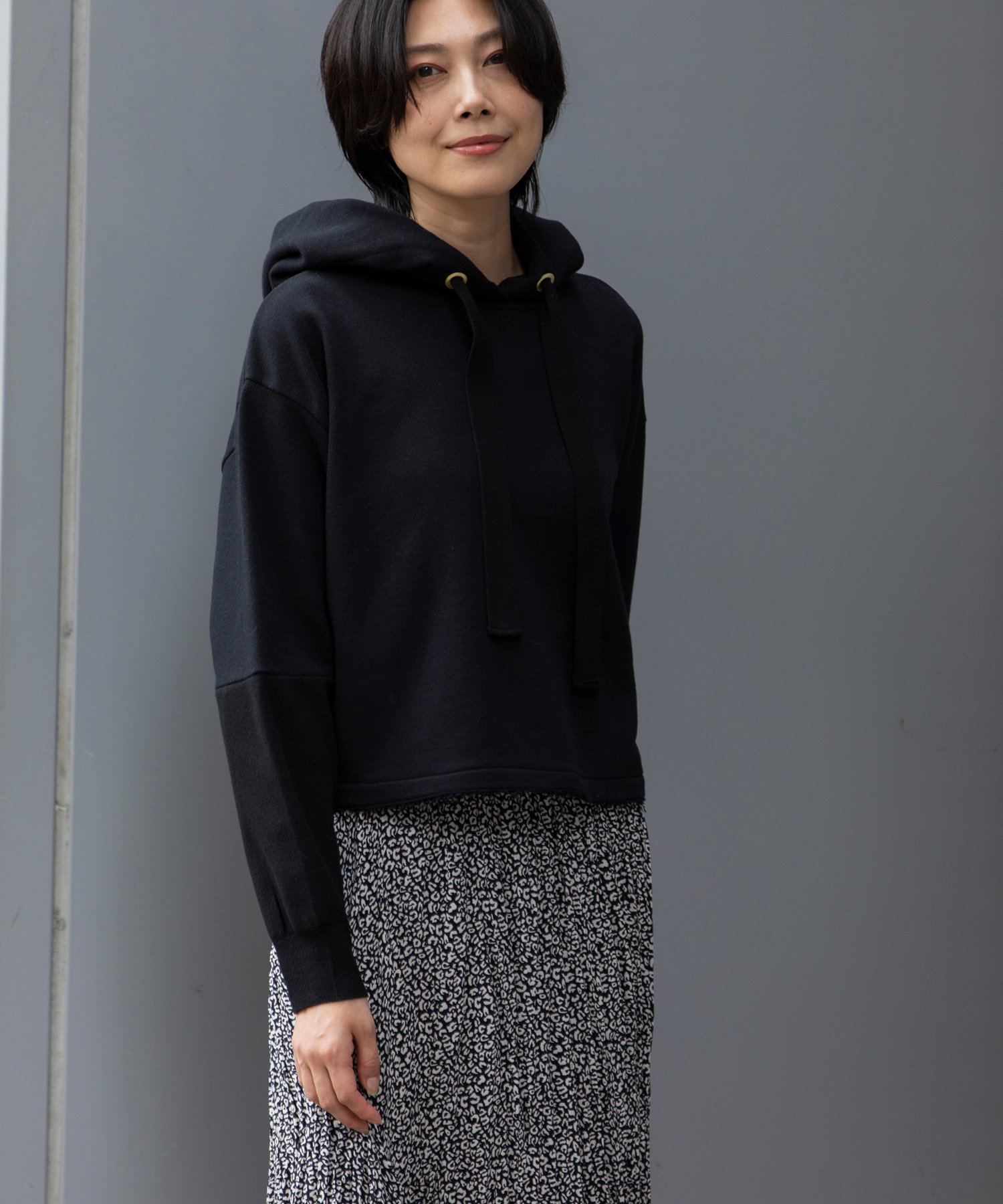 【SALE／60%OFF】Munich フレンチテリー*ニットジャージドッキングフーディー ミューニック トップス パーカー・フーディー ピンク ブラック グレー【送料無料】