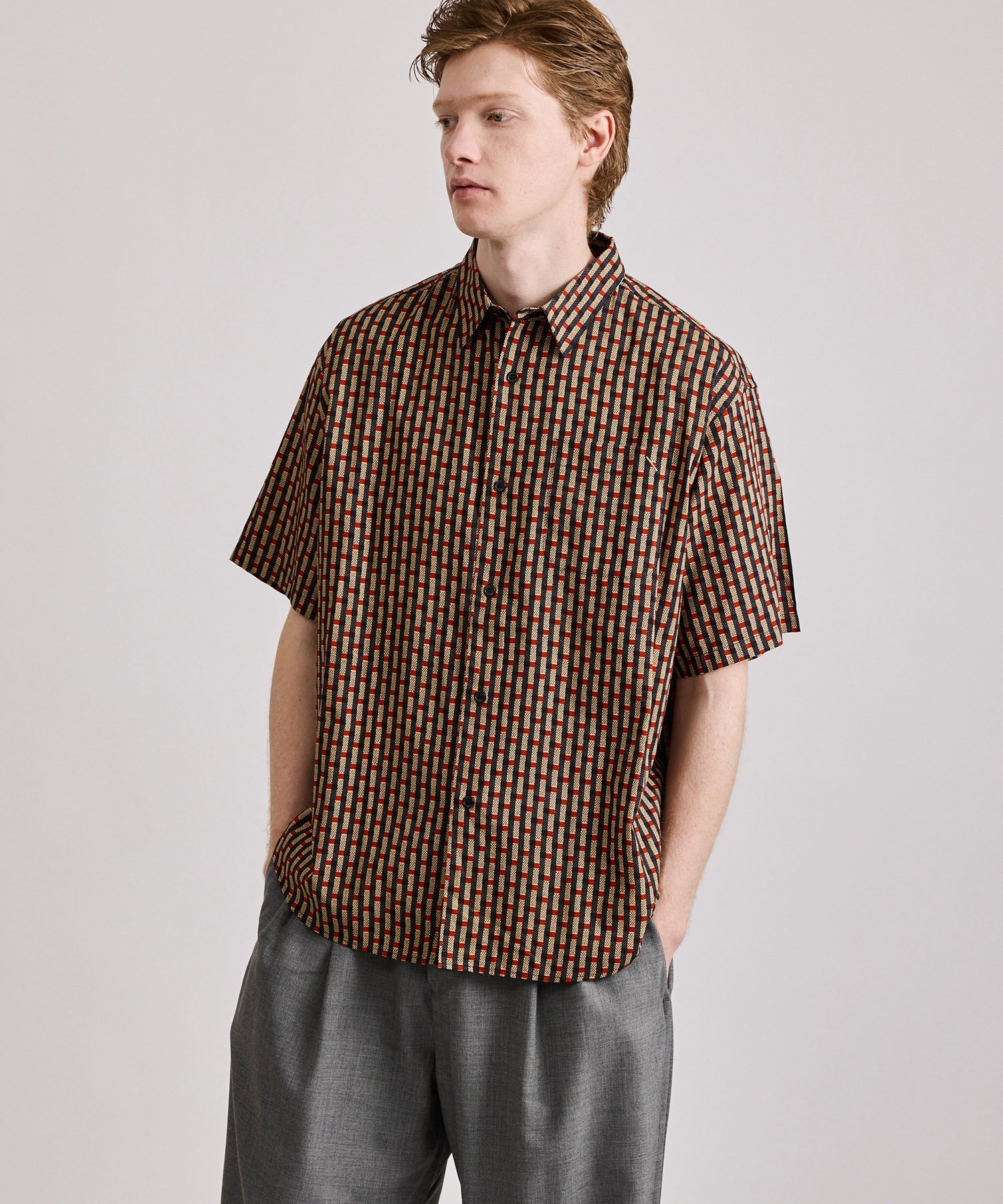 【SALE／30%OFF】Saturdays NYC Bruce Broken Stripe SS Shirt サタデーズ　ニューヨークシティ トップス シャツ・ブラウス ネイビー レッド【送料無料】