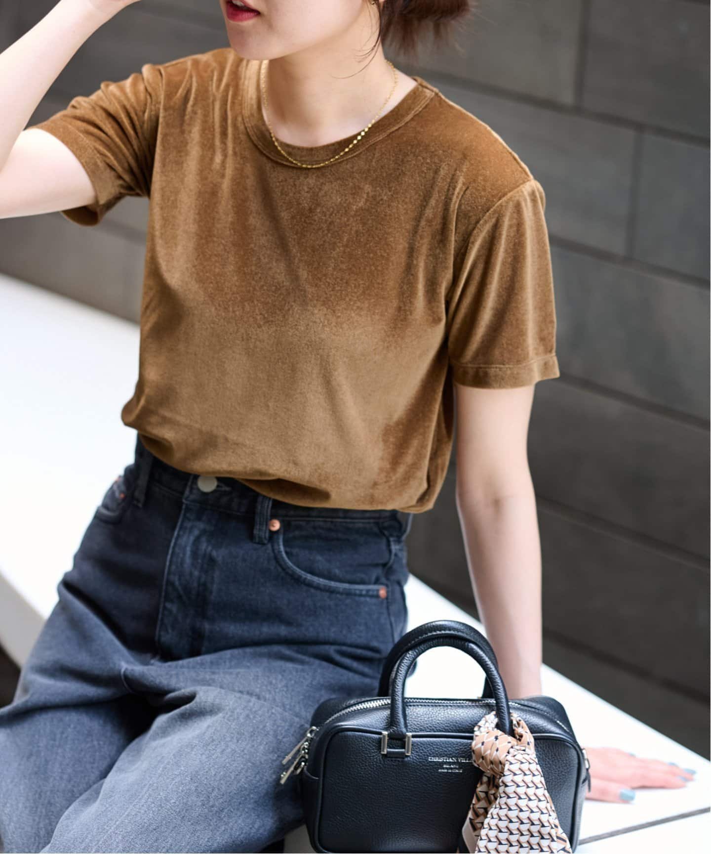 JOURNAL STANDARD relume 《予約》シアーベロアハーフスリーブTEE ジャーナル スタンダード レリューム トップス カットソー・Tシャツ イエロー ブラウン ネイビー【送料無料】のサムネイル