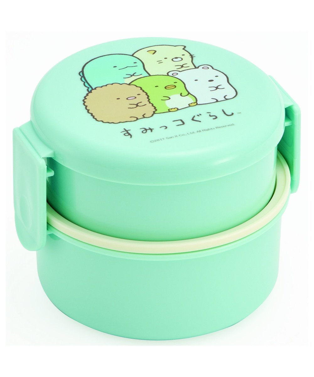 BACKYARD FAMILY 丸型ランチボックス2段 フォーク付き ONWR1 ローラ 食器・調理器具・キッチン用品 弁当箱・ランチボックス ブルー