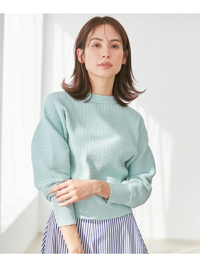 【SALE／50%OFF】組曲 【洗える】ミニケーブルドルマン ニット クミキョク トップス ニット グリーン ホワイト ピンク ネイビー【送料無料】のサムネイル