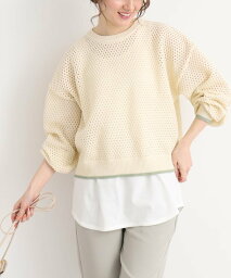 【SALE／50%OFF】SHOO・LA・RUE 【2点セット】メッシュニット+タンクトップ シューラルー トップス アンサンブル ホワイト ブラック グリーン