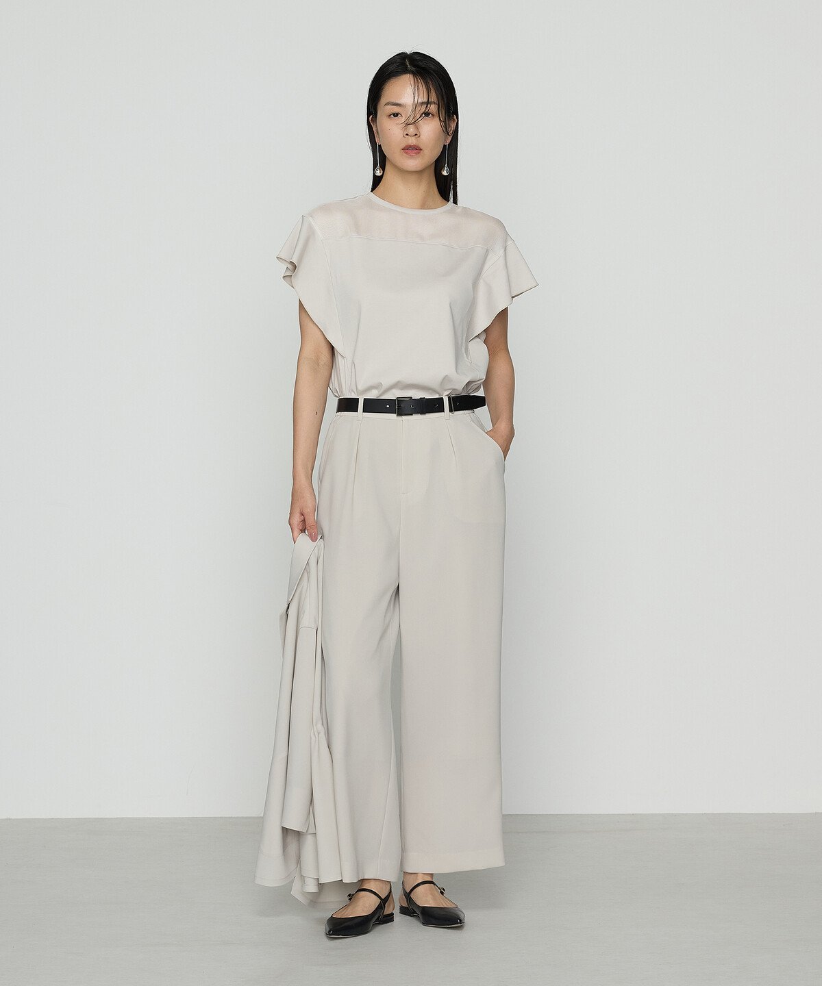 COMME CA TALL [ TALLサイズ ] ドライカラミ/クリアスムース プルオーバー コムサ トップス カットソー・Tシャツ ブラック ベージュ【送料無料】