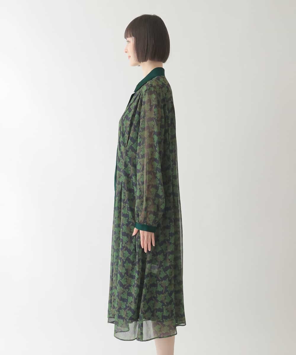 HIROKO BIS ボタニカルプリント楊柳ワンピース /洗える ヒロコ ビス ワンピース・ドレス ワンピース グリーン イエロー