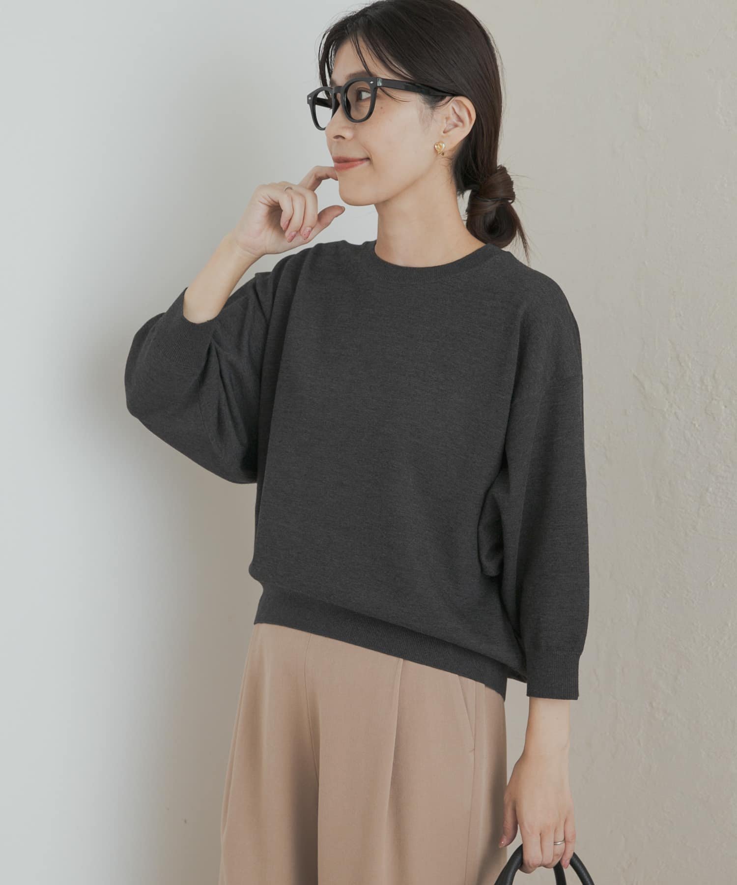 URBAN RESEARCH DOORS ウォッシャブルブライトプルオーバー アーバンリサーチドアーズ トップス ニット グレー ブラウン【送料無料】のサムネイル