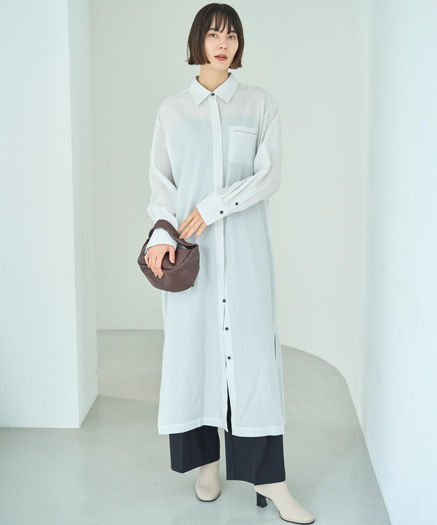 【SALE／20%OFF】UNFILO L ポプリン シャツワンピース アンフィーロ ワンピース・ドレス シャツワンピ..