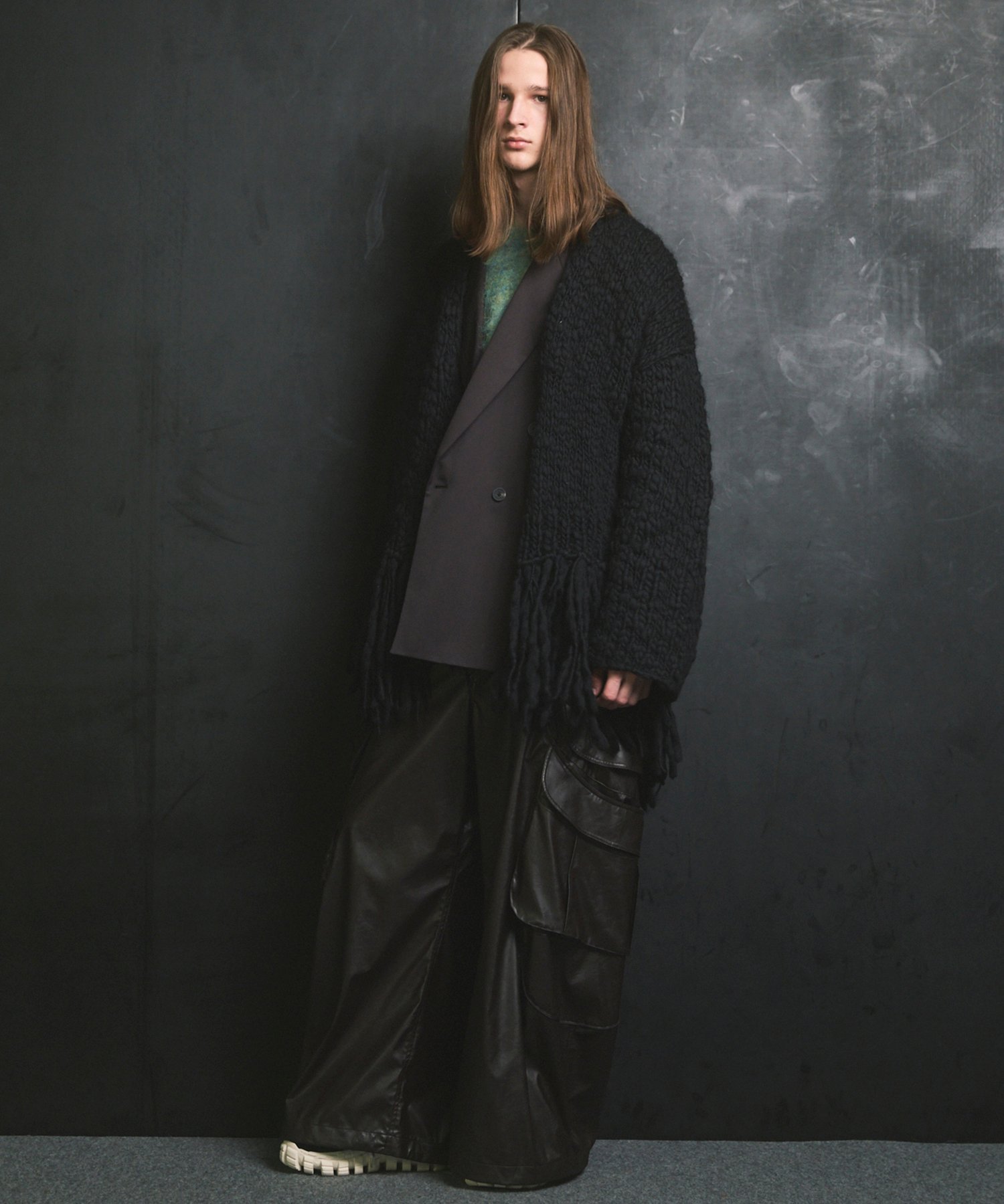 MAISON SPECIAL Volume Yarn Prime-Over Fringe Cardigan メゾンスペシャル トップス カーディガン ブラック