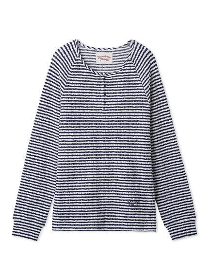 gelato pique 【HOLIDAY】【HOMME】ボーダーふくれジャガードロンT ジェラートピケ トップス カットソー・Tシャツ ネイビー【送料無料】