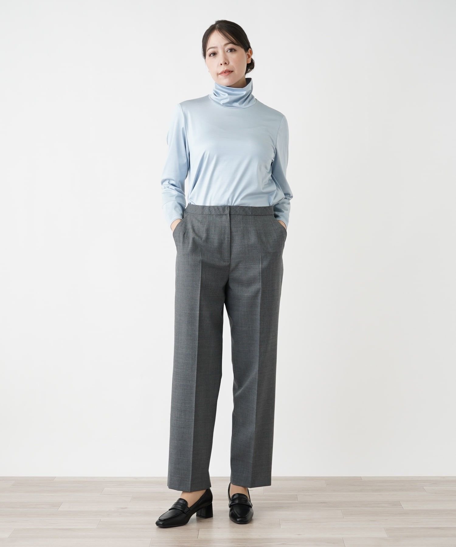Leilian PLUS HOUSE 【店頭人気】センタープレスパンツ レリアン プラスハウス パンツ その他のパンツ グレー ネイビー