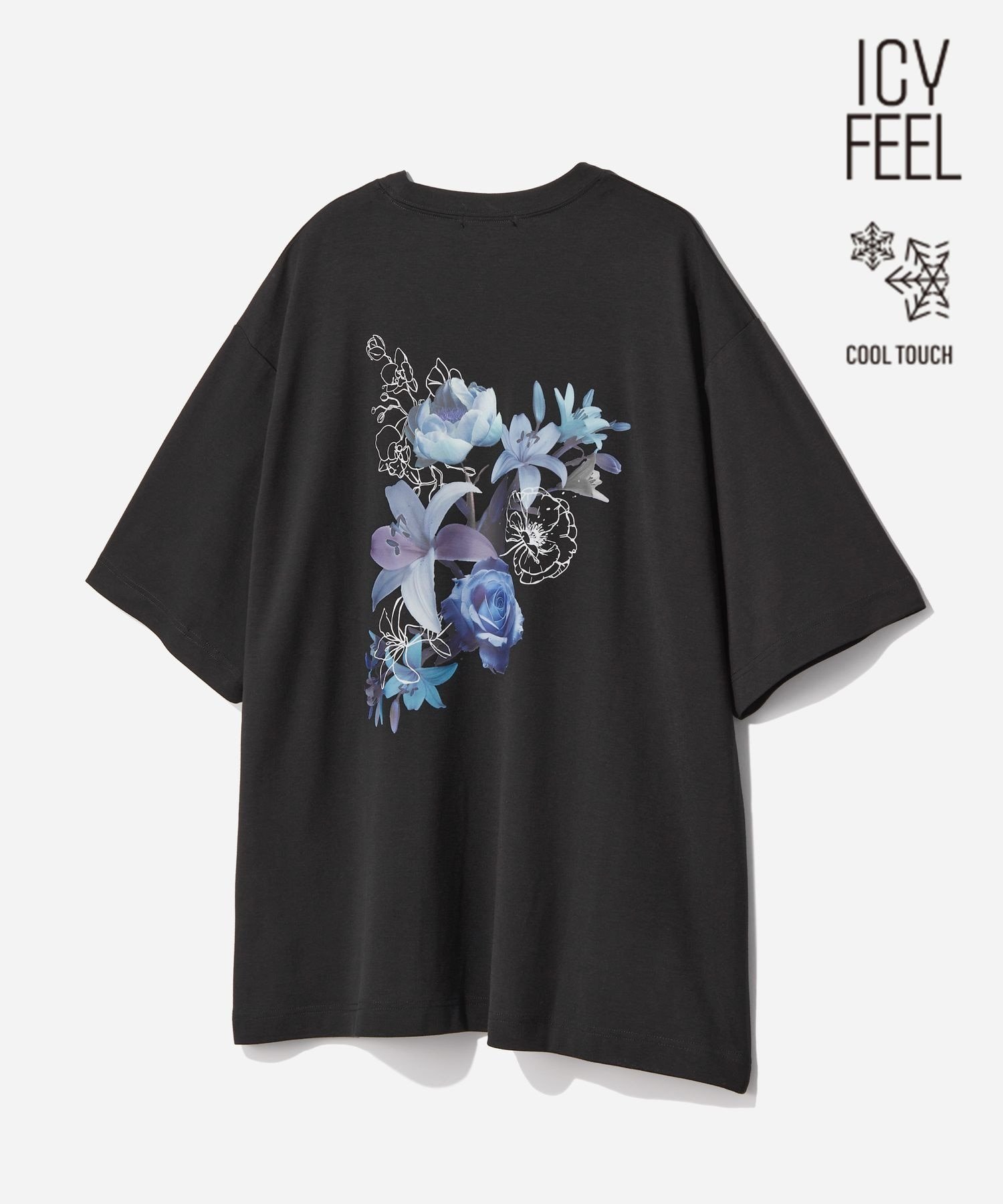 HARE 【接触冷感】フラワーアートバックプリントカット ハレ トップス カットソー・Tシャツ ブラック オレンジ パープル ホワイト【送料無料】