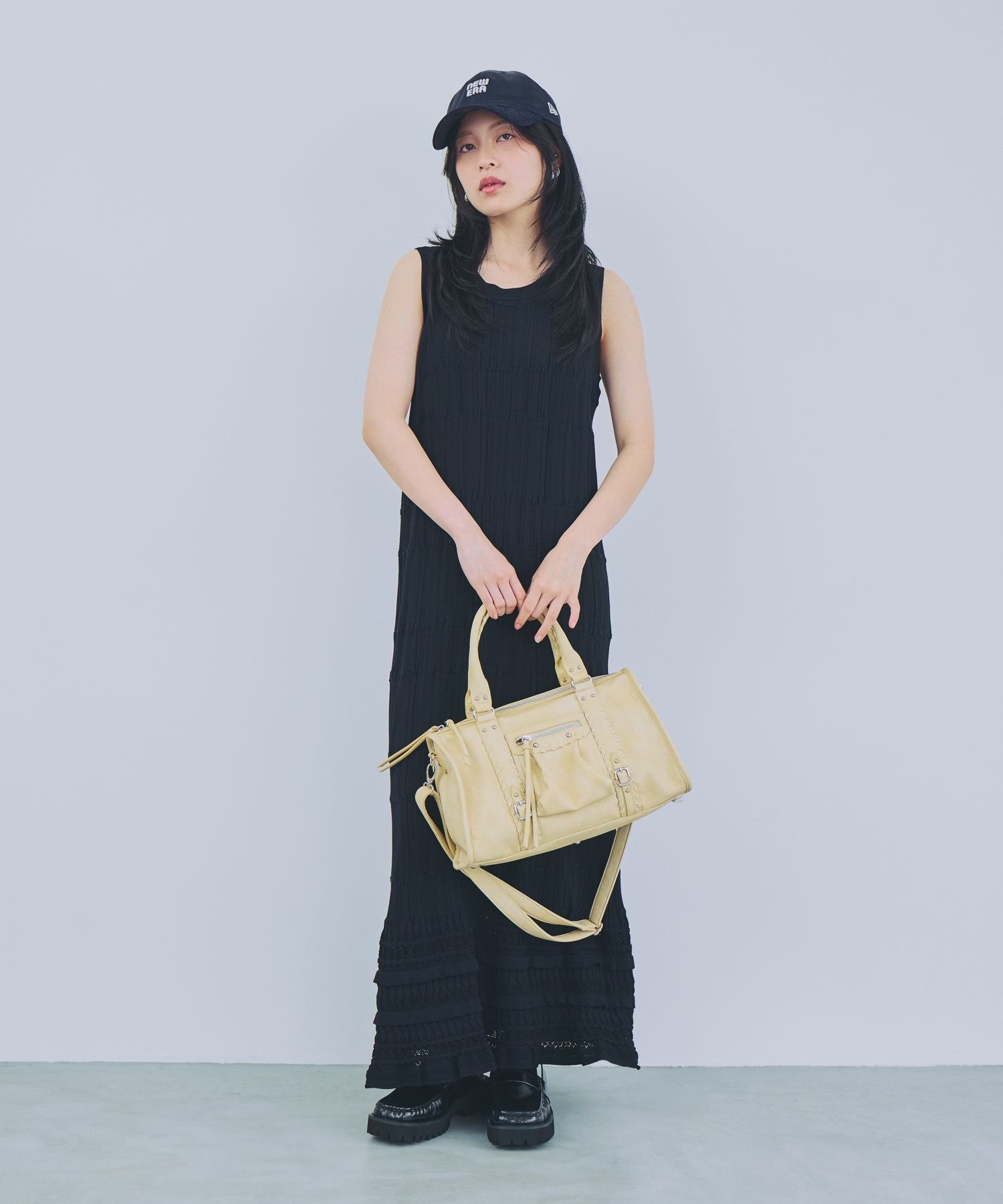 JEANASIS フリルニットNSワンピース ジーナシス ワンピース・ドレス ワンピース ブラック グレー