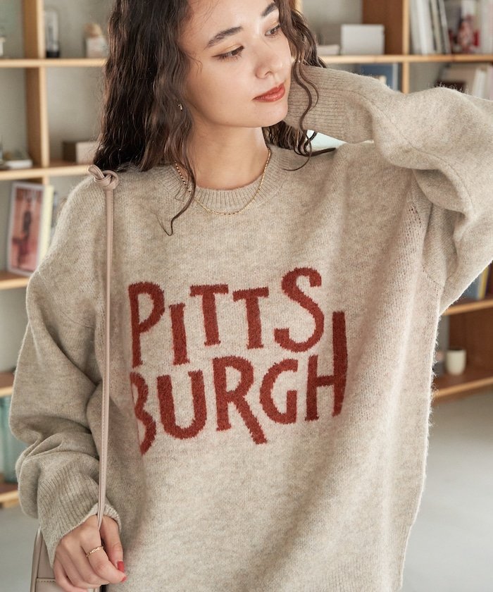 【SALE／10%OFF】FREAK'S STORE ジャカード ビッグロゴニット 24AW フリークスストア トップス ニット ホワイト グレー ネイビー【送料無料】のサムネイル