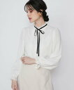 【SALE/10%OFF】Maglie par ef-de 《大きいサイズ》ピンタックリボンブラウス マーリエ ル カセット トップス シャツ・ブラウス ホワイ...