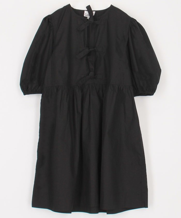 GANNI Cotton Poplin Tie String Mini Dress / F9170 / F9005 / コットンポプリン タイ ミニドレス 25SS フリークスストア ワンピース・ドレス ワンピース ホワイト ブラック【送料無料】