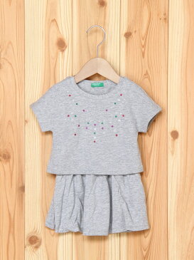 【SALE/55%OFF】(K)KIDSスウェットスタッズ半袖ワンピース ベネトン ワンピース【RBA_S】【RBA_E】