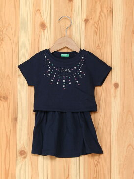 【SALE/55%OFF】(K)KIDSスウェットスタッズ半袖ワンピース ベネトン ワンピース【RBA_S】【RBA_E】