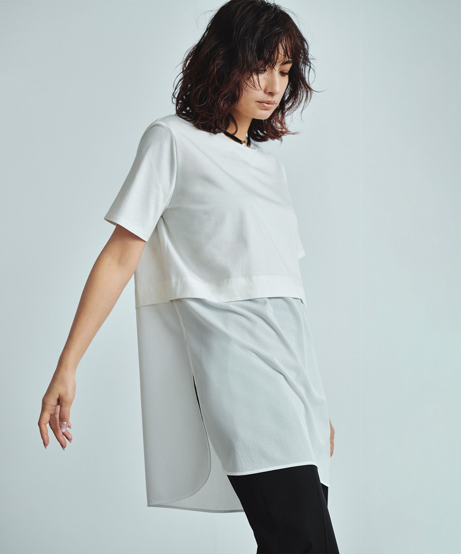 【SALE／40%OFF】ICB L 【人気のため新色追加・UVケア・洗える】シアージャージーコンビ カットソー アイシービー トップス カットソー・Tシャツ ホワイト ブラック グレー【送料無料】