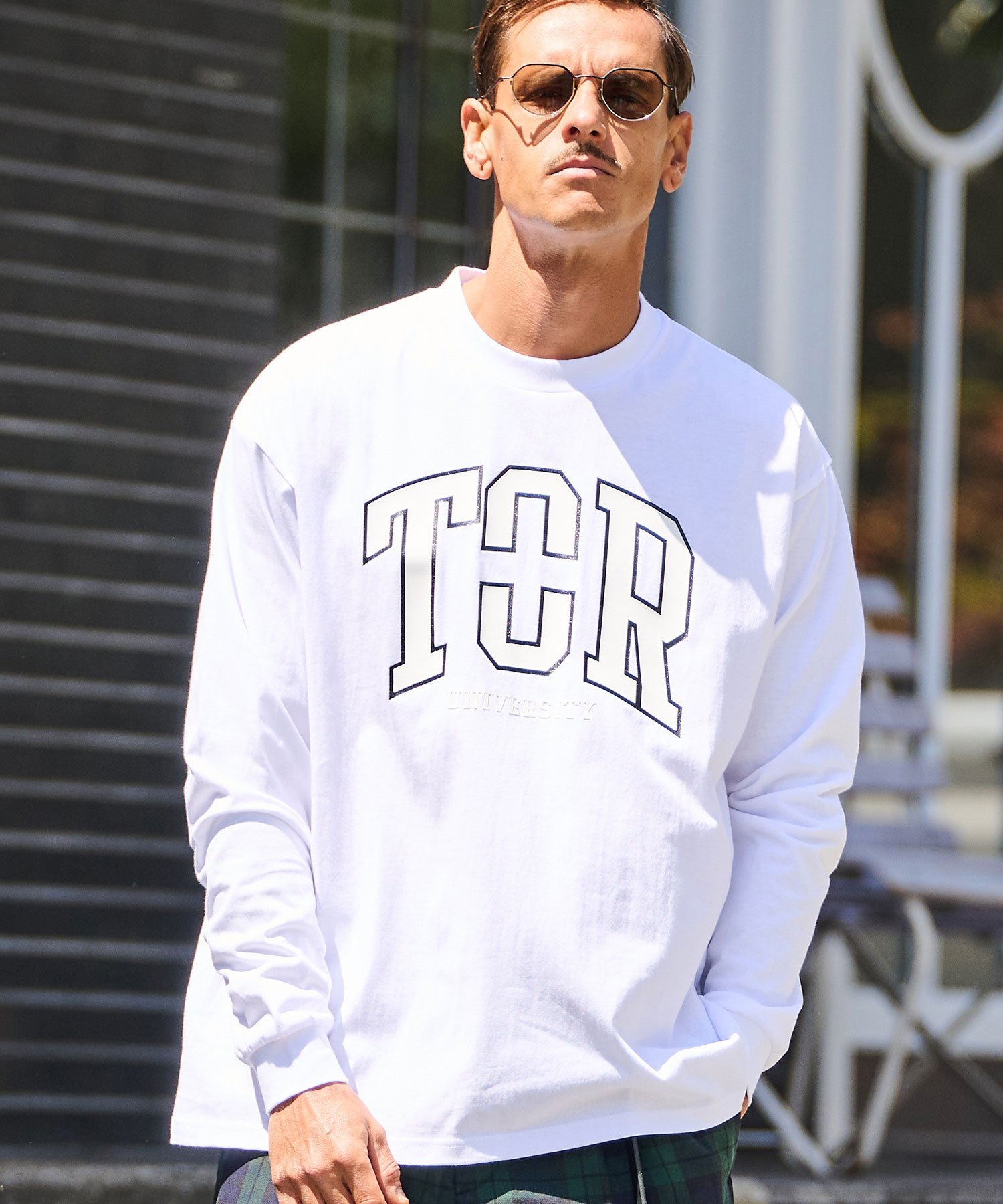THEOREM mlt5254-Printed College LS Tee ロンTシャツ カンビオ トップス カットソー・Tシャツ ブラック ホワイト【送料無料】