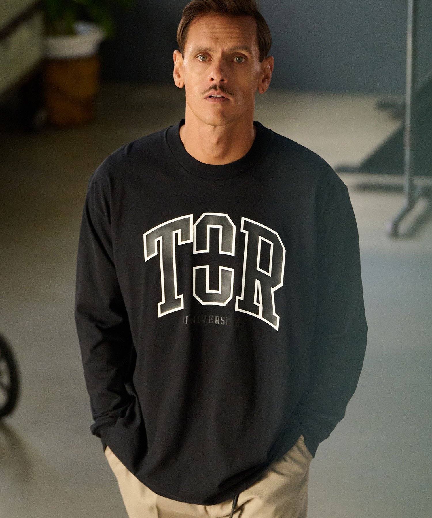 THEOREM mlt5254-Printed College LS Tee ロンTシャツ カンビオ トップス カットソー・Tシャツ ブラック ホワイト【送料無料】