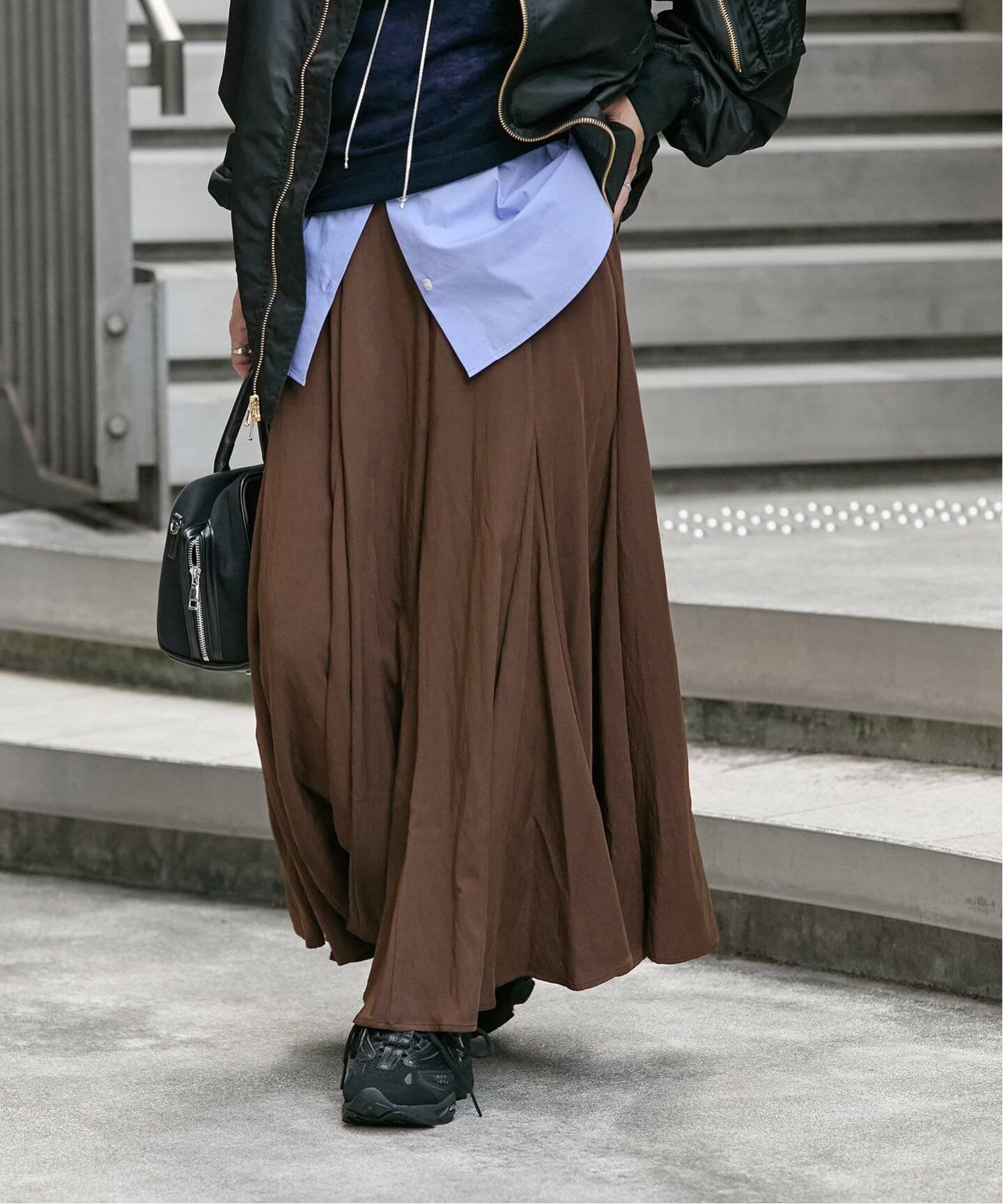 JOURNAL STANDARD 【2025FW 新作】レーヨンナイロンツイルスカート ジャーナル スタンダード スカート ロング・マキシスカート ブラウン ブラック【送料無料】のサムネイル