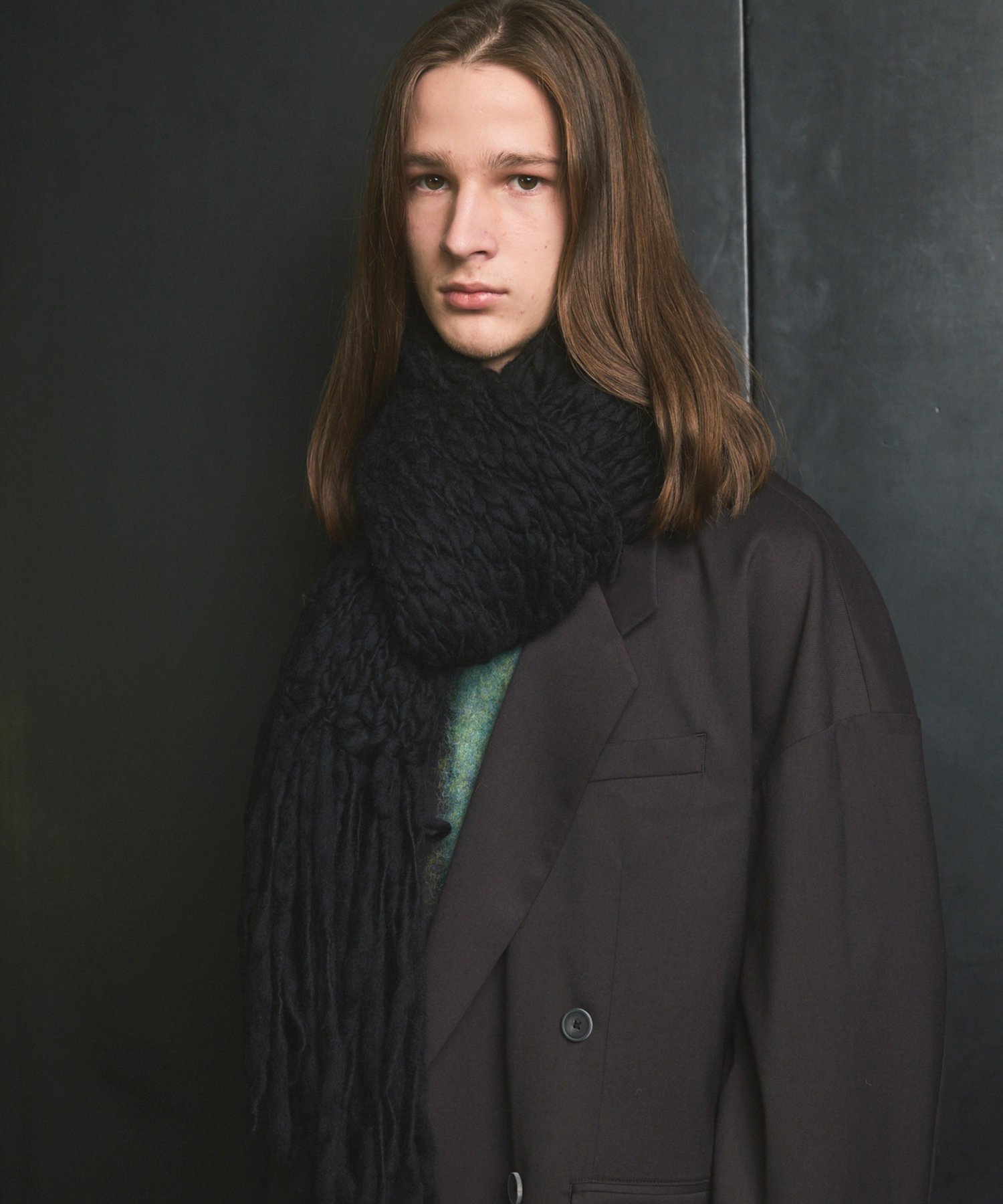MAISON SPECIAL Volume Yarn Fringe Scarf メゾンスペシャル ファッション雑貨 マフラー・ストール・ネックウォーマー ブラック