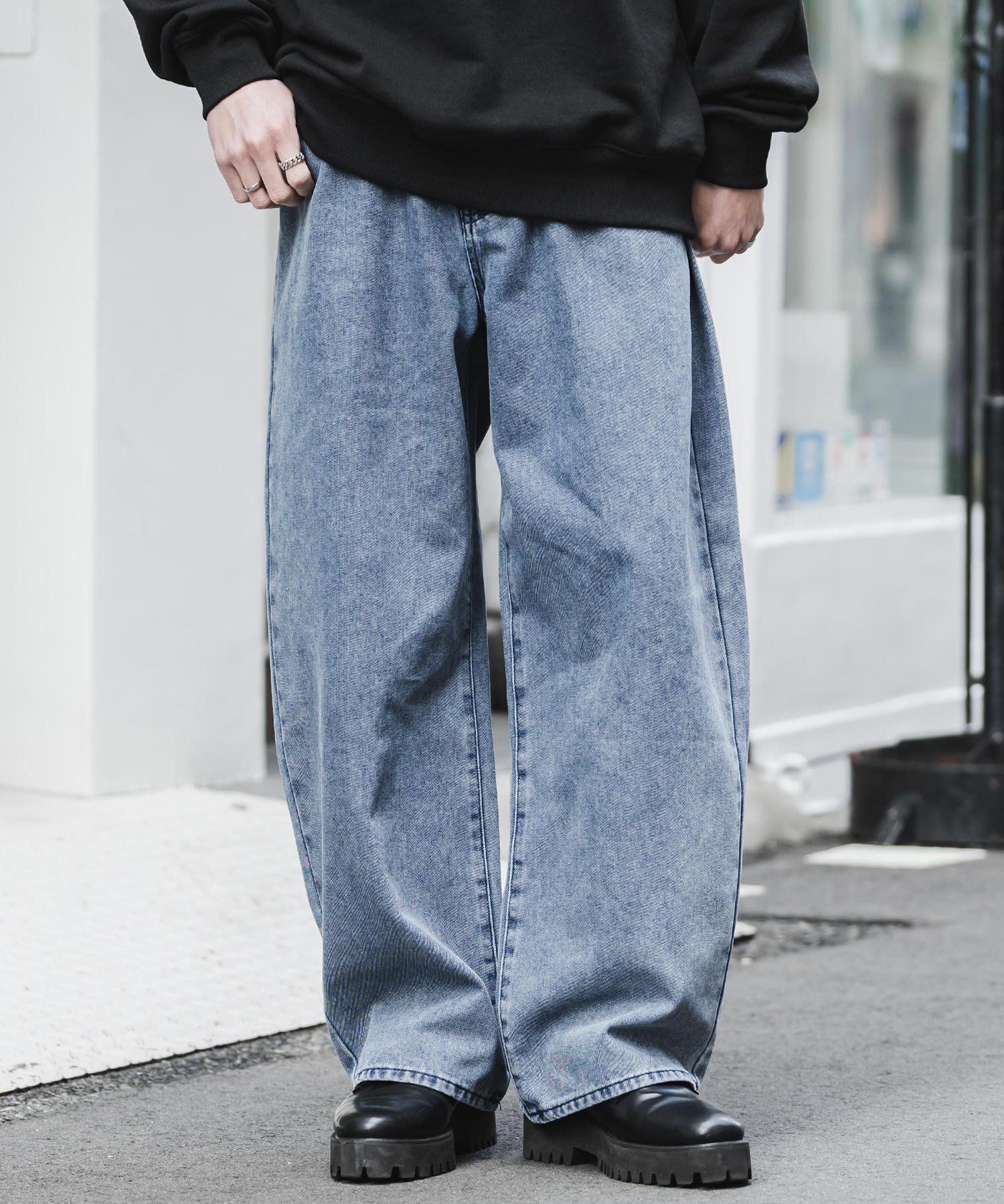 Rocky Monroe 新色追加 ルーズシルエットバギーカーブデニムパンツ ロッキーモンロー パンツ ジーンズ・デニムパンツ ブルー ブラック ブラウン