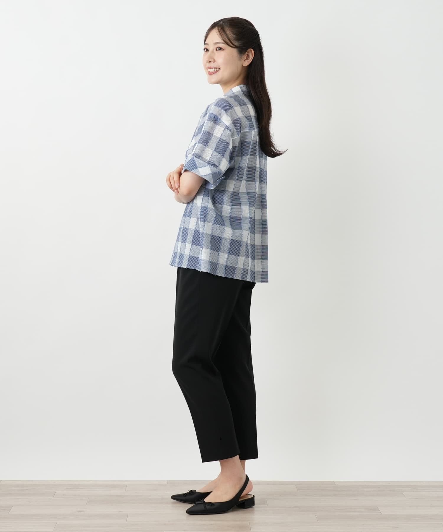 Leilian ブロックチェックブラウス レリアン トップス シャツ・ブラウス